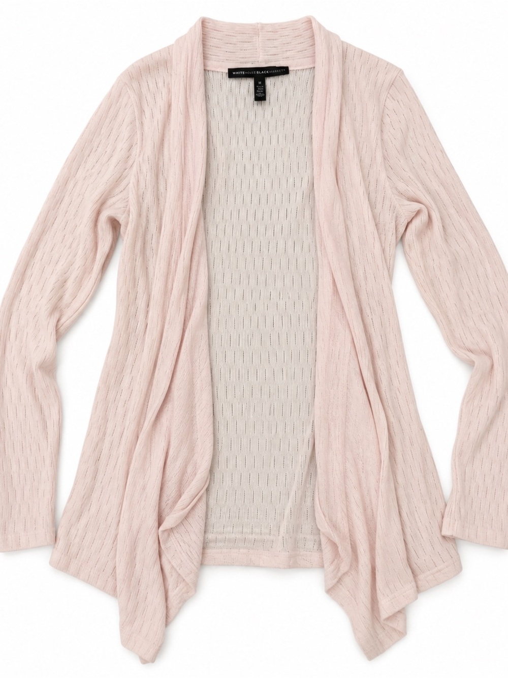 White House Black Market Blush Pink Open Front Knit Cardigan Size M